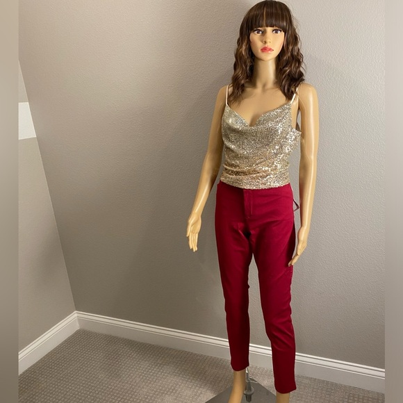 GAP Slim City Coupe Urbaine Red Crop Pants - SIZE 8R - NWT - Picture 2 of 9